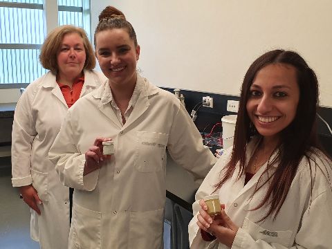 Dr Heather Robinson with pharmacy students Miss Mollie Gersbach and Miss Haidy Ibrahim